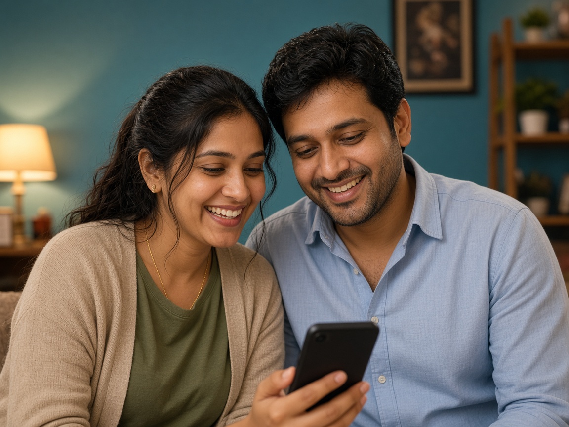 Parents checking school updates together